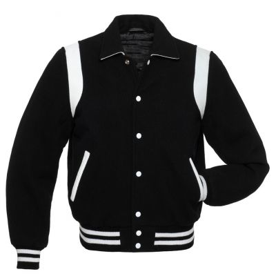 Single strips Varsity Jacket Black White
